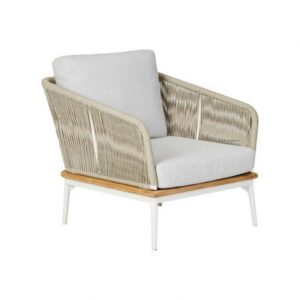 Villa Rope Accent Chair - Natural Teak & Oyster White Outdoor