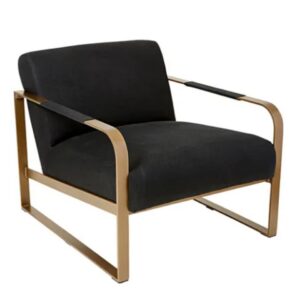 Bloom Accent Chair Antique Brass & Black Linen