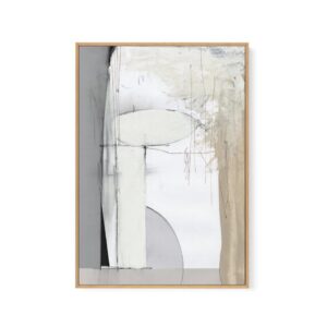 Soft Neutral Artwork Canvas Oak Frame