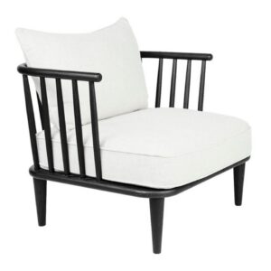 Pavilion Black Occasional Accent Chair White Linen