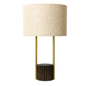 Dune Table Lamp Walnut Brass Linen