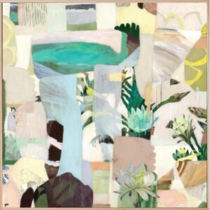 Night Flower Hour Artwork Canvas Oak Frame