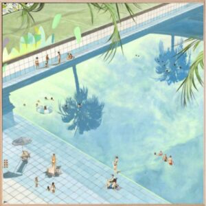 Swimming In Summers Shadows Artwork Canvas Oak Frame