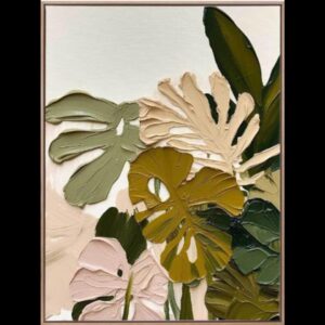 Foliage on a summer walk Artwork Canvas Oak Frame