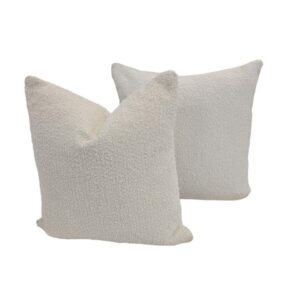 Pair Cushion White Boucle