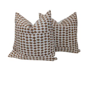 Pair Cushion White/Terrecotta Linen