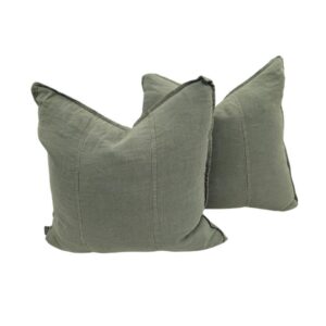 Pair Cushion Green/Grey Luca Linen