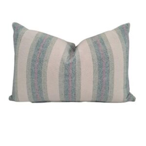 Lumbar Cotton & Linen Cushion Green Stripe