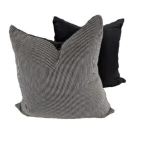 Pair Striped Cushion Black + White
