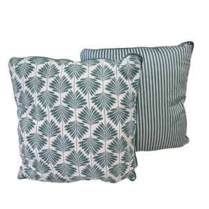 Pair Outdoor Cushion Green stripe & patterned