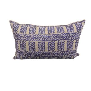Lumbar Cushion Natural and Blue patterned