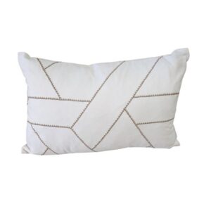Lumbar Cushion Off white with nutmeg stripe pattern