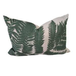 lumbar Cushion Off white with green fern embroided