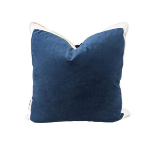 Cushion Blue velvet with white border