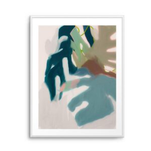 Abstract Pastel Leaves 2 Artwork White Frame