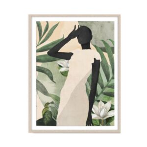 Tropical Girl Artwork Oak Frame