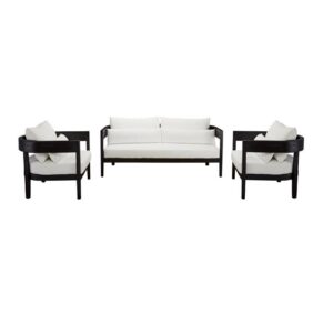 Avoca Outdoor Sofa Setting Black-stained Teak & White