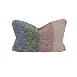 Lumbar Cotton & Linen Cushion Block stripe Pink/Blue/Green