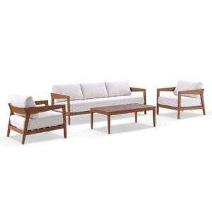 Bronte Outdoor 3 Seater Sofa Setting White & Natural