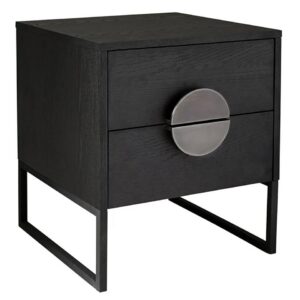 Luna II Square Bedside Table Black and Pewter