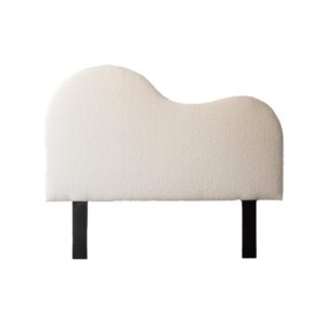 Curved Boucle King Bed Head Cream