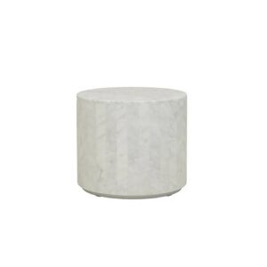 Elle Block Round Side Table White Marble