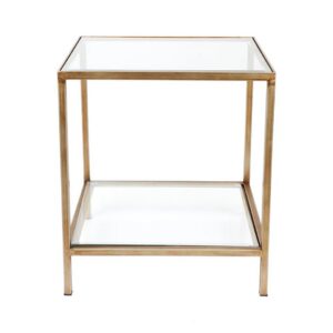 Cocktail Glass Square Side Table Antique Gold
