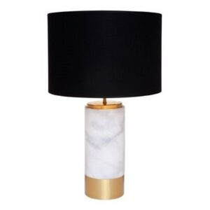 Paola Marble Table Lamp - White w Black Shade