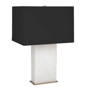 Dominique Alabaster Table Lamp - White w Black Shade