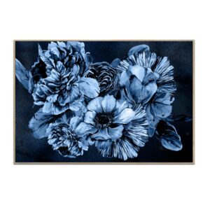 Dark Blooms Canvas Artwork Blue