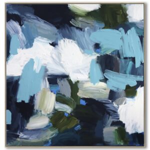 Faith Blue Canvas Artwork Oak Frame