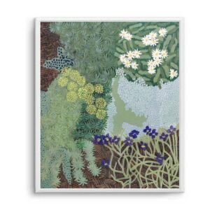 The Medley of Green Canvas Artwork White Frame