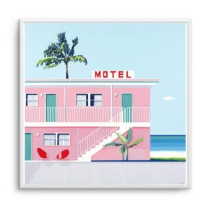 Palm Motel Artwork White Frame