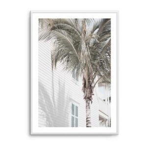 Hamptons Palm Artwork White Frame