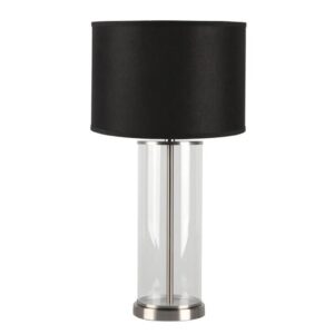 Left Bank Table Lamp Nickel w Black Shade