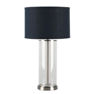 Left Bank Table Lamp Nickel w Navy Shade