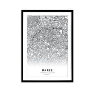 Line Art Map of Paris Artwork