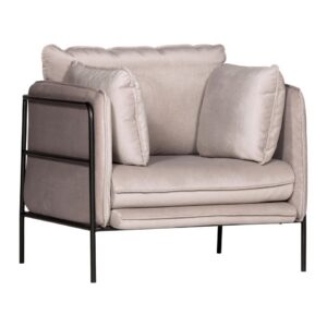 Bermuda Armchair Silver Grey Velvet & Black