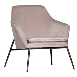 Detroit Accent Chair Light Grey Velvet & Black