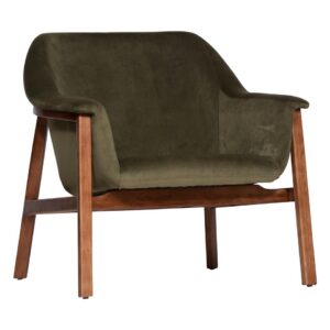 Gili Accent Chair Olive Velvet & Walnut