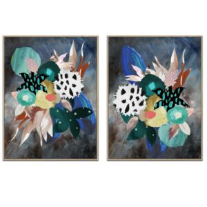 Naïve Garden Stormy Canvas Artwork Pair Multicoloured