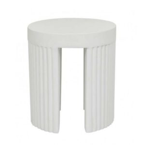Ossa Ribbed Stool - White Concrete