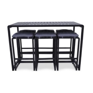 Santorini Outdoor Stools & Bar Table Gunmetal Grey 7 Pce Setting