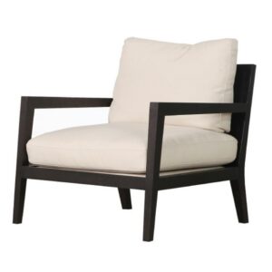 Axiom Accent Chair Beige Fabric, Black Leather & Dark Timber