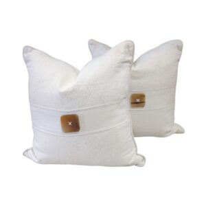 pair Cushion White with button detail