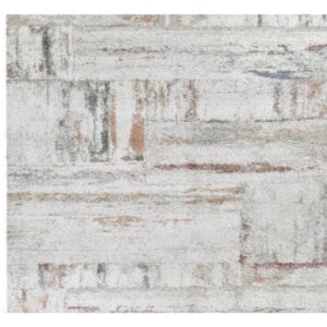 Alpha Shaggy Damask Rug White