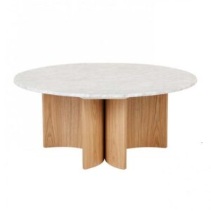 Oberon Eclipse Marble Coffee Table White Ash