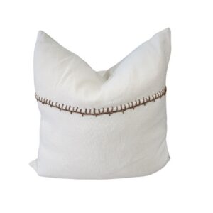 Cushion White with Leather stitch