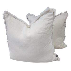 Pair Cushion off white with fringe border