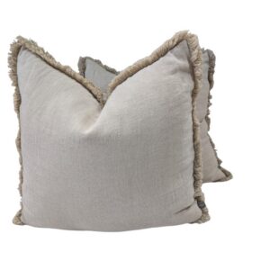 Pair Cushion Natural with fringe